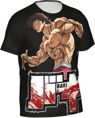 Vista 3 de Baki The Grappler Men T Shirts Short Sleeve T-Shirts 3D Print Crewneck Loose Breathable Top Sports Fitness Tee