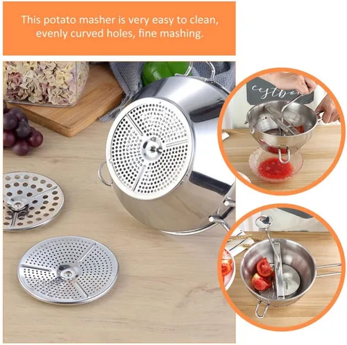 Vista 2 de UPKOCH - Mezclador manual de papas y triturador de alimentos de acero inoxidable para puré de papas, batatas y verduras, herramienta de cocina