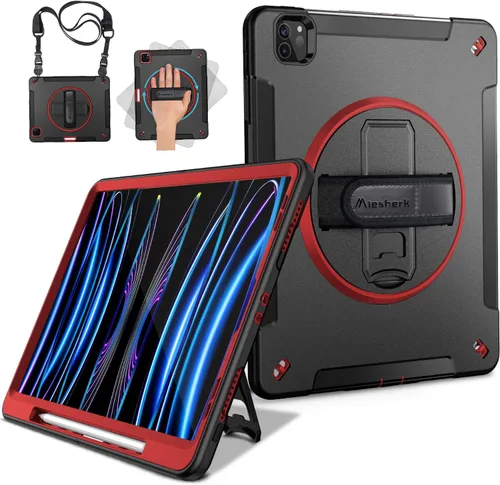 Vista 7 de Miesherk Funda para iPad Pro 11 2022/2021: 4ª generación de grado militar, resistente, soporte giratorio a prueba de golpes + correa de mano/hombro