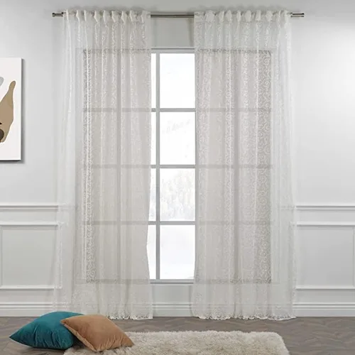 Vista 10 de Juego de 2 paneles de cortinas extralargas de encaje beige con bolsillo para barra y pestaña trasera, decoración del hogar, cortinas hechas a medida