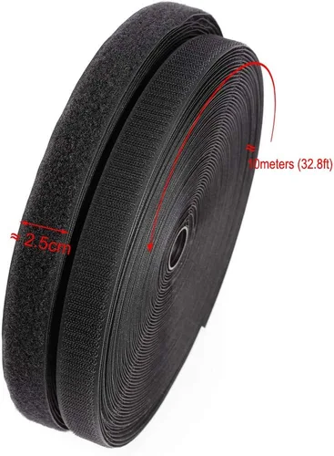 Vista 2 de Cinta de tela de nailon para coser de 1 pulgada de ancho x 32.8 ft de largo, color negro