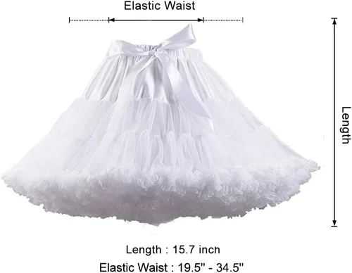 Vista 2 de XinChangShangMao Falda de Enagua de Gasa con Cintura Elástica para Mujer, Falda de Tul Tutú Esponjosa de Princesa para Ballet y Danza, Enaguas Falda