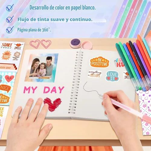 Vista 5 de Nsrzua DlY - Kit de diario para niñas, álbumes de recortes para niñas de 8 Azul