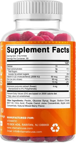 Vista 8 de Vitamatic Gomitas de zinc de 50 mg - 60 gomitas veganas - Sin gluten - Paquete de 2