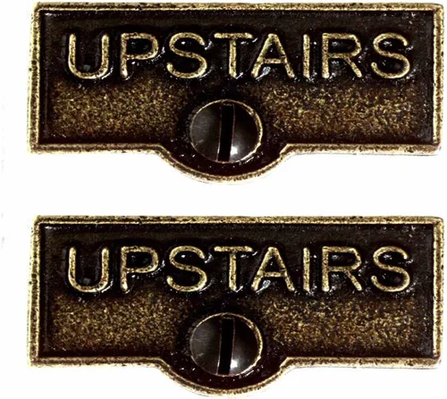 Vista 26 de Placa de interruptor de suministro para renovadores, placa de pared con acabado de latón "UPSTAIRS