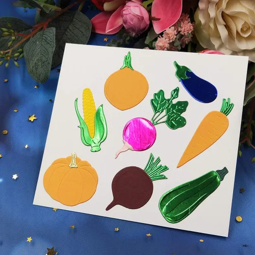Vista 4 de Troqueles de corte de metal para verduras, calabaza, troqueles de corte para manualidades de metal, troqueles para bricolaje, álbumes de recortes