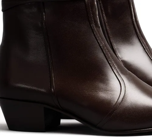 Vista 5 de Club Cubano EMMANUEL Botas de tacón cubano de cuero liso para hombre, color marrón
