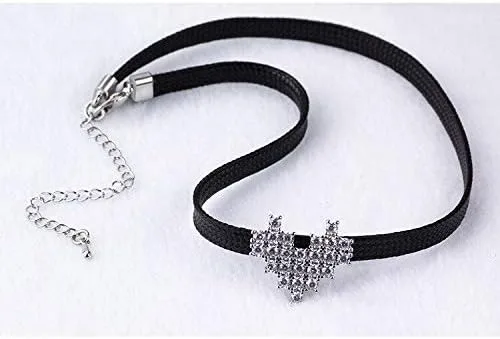 Vista 4 de Collar simple de corazón de circonia con diamantes de imitación de cuero negro para mujer, joyería chic bisutería