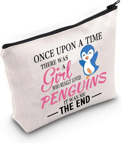 Vista 2 de ZJXHPO Divertido regalo para amantes de los pingüinos, There Was A Grl Who Really Loved Penguins Novedoso Pingüino con cremallera bolsa