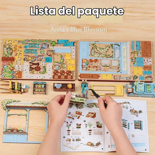 Vista 5 de Fsolis - Kit de rincón de libro en miniatura Flor azul de Anna