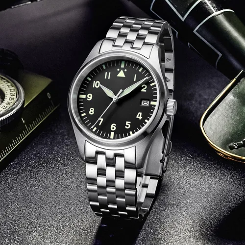 Vista 6 de ADDIESDIVE Reloj piloto para hombre automático de acero NH35A Movimiento Diver 200M esfera luminiscente