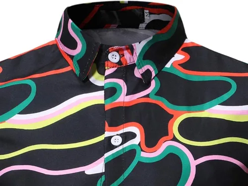 Vista 3 de Alalaso - Camisa de manga larga para hombre, de algodón, con botones, estilo étnico vintage, estampada