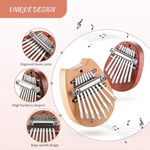 Vista 8 de eBoot 10 Piezas Juego de Mini Piano de 8 Teclas Incluye Piano de Dedo Pulgar con Cadena de Cordón, Protector de Dedos y Paño de Limpieza Regalo