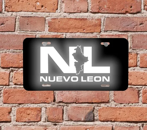 Vista 2 de Nuevo Leon NL - Placa de matrícula de aluminio de 6 x 12 pulgadas, gráfico reflectante