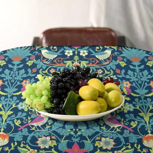 Vista 267 de Mantel Floral Retro de Pájaros, Diseño Original Bohemio William Morris Estampado Cubierta de Mesa para Hogar Picnic Fiesta Comedor Cocina William