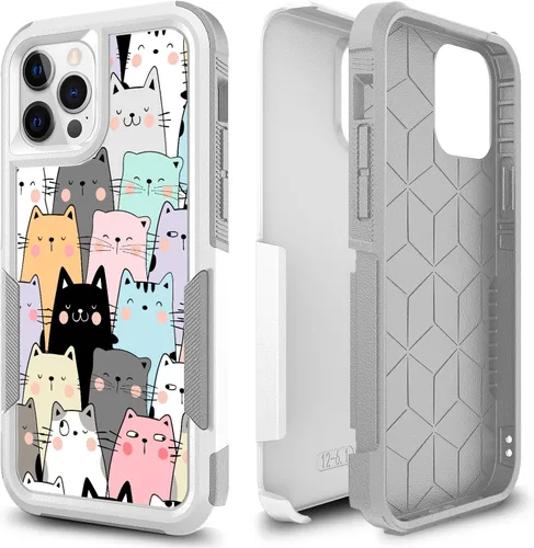 Vista 9 de Funda protectora para iPhone 12 Pro, diseño deportivo único de policarbonato duro de absorción de golpes + funda protectora híbrida de doble capa