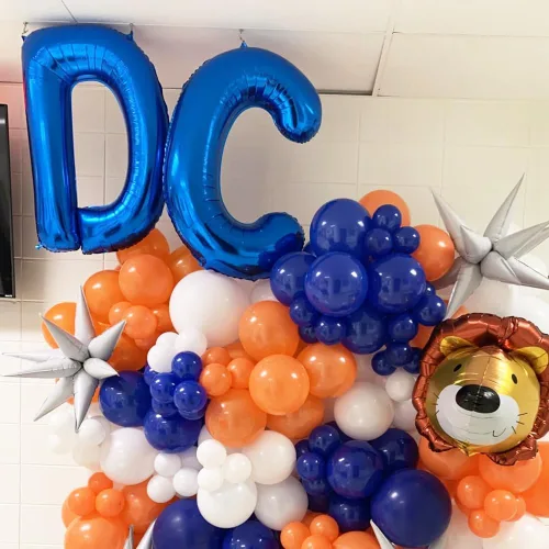 Vista 4 de Globos de letras azules de 40 pulgadas, globo grande del alfabeto de aluminio de Mylar para decoración de cumpleaños, boda, aniversario, graduación