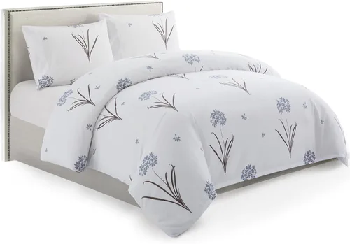 Vista 28 de Marina Decoration Juego de funda de edredón de 3 piezas con 2 fundas de almohada, diseño de rayas negras y grises, tamaño doble/matrimonial