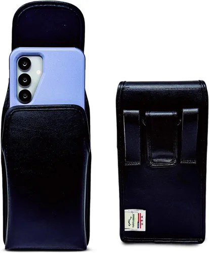 Vista 12 de Turtleback Funda diseñada para Galaxy S24 S23 S22 S21 S20 Funda de cuero negro con clip ejecutivo para cinturón, horizontal fabricada en Estados