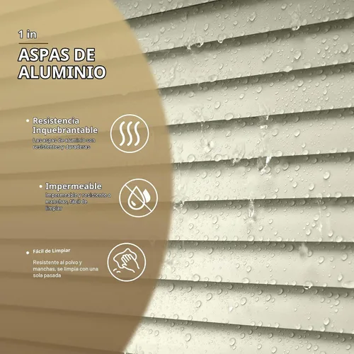 Vista 4 de Persianas horizontales inalámbricas sin taladro, persianas de aluminio de 1 pulgada con filtro de luz, oscurecimiento de habitación, persianas