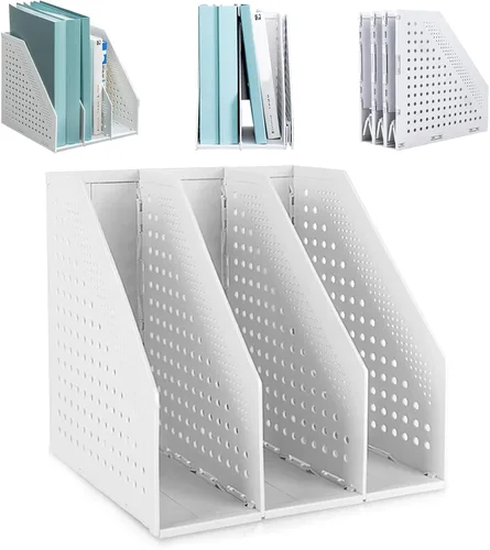 Vista 9 de SAYEEC 1 pieza Organizador de archivos de revistas plegable de plástico con organizador de carpetas vertical para escritorio, organizador