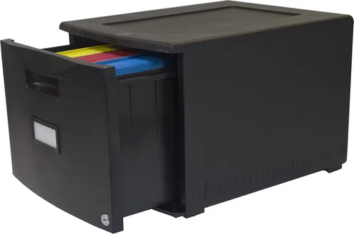 Vista 4 de Storex gabinete de un solo cajón de mini archivo con cerradura, 18.25 x 14.75 x 12.75 in, color negro, (61265B01C), Negro Total 1