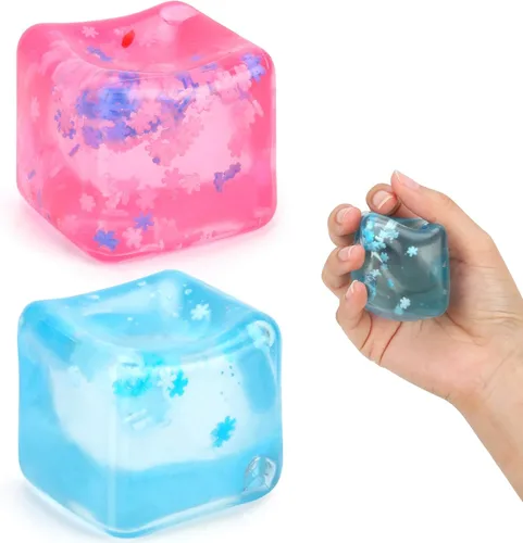 Vista 7 de Gretex juguete de ansiedad para todas las edades: paquete de 2 unidades de bola de estrés de hielo blanda sensorial, juguete esponjoso de compresión
