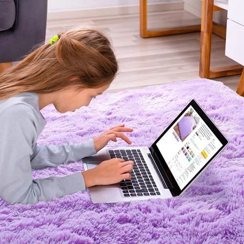 Vista 210 de Softlife Alfombra naranja para dormitorio, alfombra de felpa esponjosa para sala de estar para niñas, alfombra lanuda para niños, alfombra suave