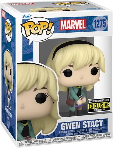 Vista 2 de POP Marvel: Spider-Man – Figura de vinilo Funko exclusiva de Gwen Stacy (con funda protectora de caja compatible), multicolor, 3.75 pulgadas