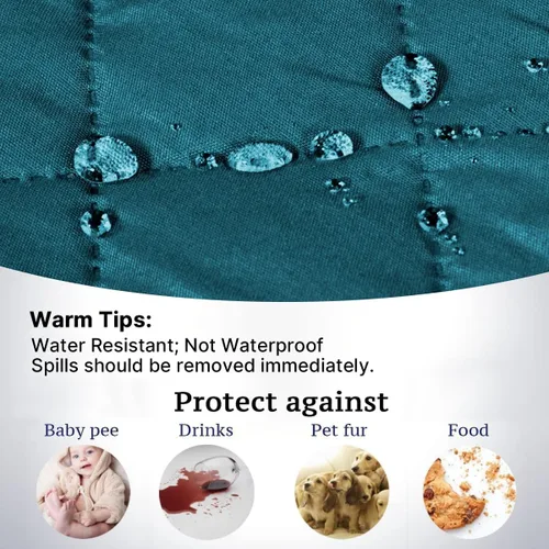 Vista 70 de H.VERSAILTEX Funda de sofá resistente al agua para sofá de 3 cojines, reversible, protector de muebles acolchado con correa elástica, funda de sofá