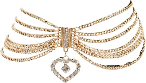 Vista 5 de Pulsera de cadena de metal dorado para mujer, estilo occidental, tobillera con dije de corazón, Metal, Sin gemas.