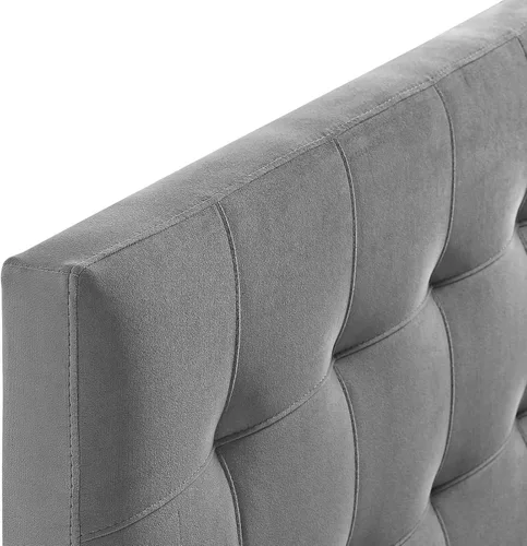 Vista 5 de Modway Lily Queen - Cabecera capitoné de terciopelo de alto rendimiento Biscuit, gris