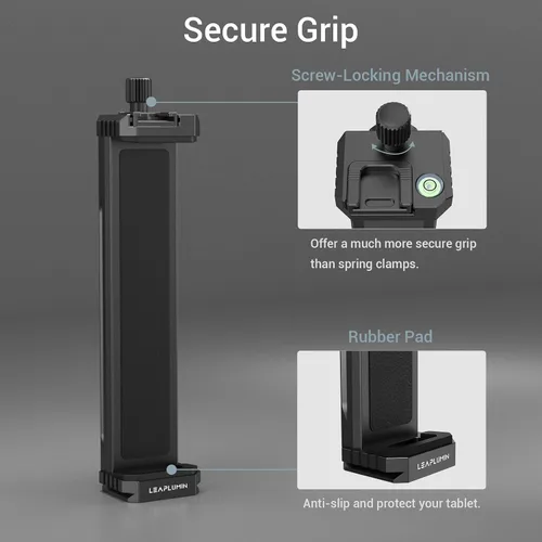 Vista 3 de Adaptador de trípode de aluminio para iPad Pro 12.9/11 (6.5"-17.3") - Soporte universal para tableta con tornillo de 1/4