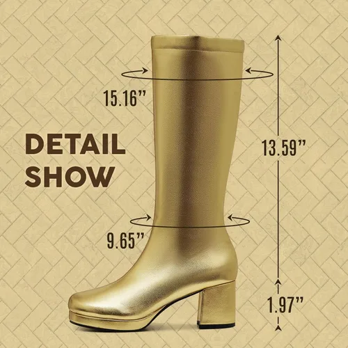 Vista 3 de CYNLLIO Botas de media pantorrilla para mujer, botas de plataforma de tacón alto grueso, botas de moda de piel sintética de color sólido, botas