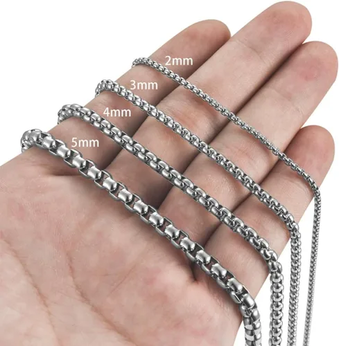 Vista 4 de SANNYRA Cadena de plata para hombre Cadenas de acero inoxidable para hombre Collar de etiqueta de perro para colgante, 0.039-0.276 in, 8-36