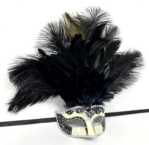 Vista 2 de STORM BUY Máscara veneciana de plumas para mujeres y niñas, para Halloween, boda, Mardi Gras, para fiesta, baile de graduación
