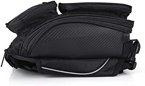 Vista 9 de Aramox Bolsa de tanque de motocicleta, bolsa magnética universal, bolsa de sillín de motocicleta con correa