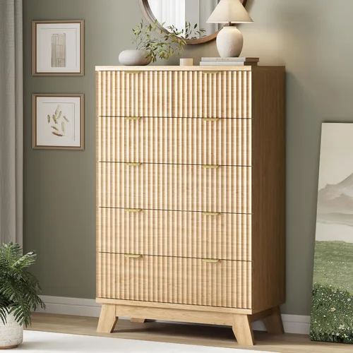 Vista 27 de Cómoda acanalada para dormitorio con 3 cajones, cómoda moderna de 24 pulgadas de ancho con mango de metal, soporte de TV de madera, armario de Negro