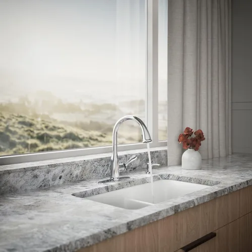Vista 4 de KOHLER K-R23863-SD-CP Motif Grifos de cocina con pulverizador desplegable, llaves de fregadero de cocina, resistentes a las manchas, cromo pulido