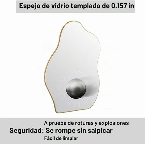 Vista 6 de BOMINICA Espejo de pared irregular, espejo asimétrico para baño, sala de estar, entrada, dormitorio, 20 x 28 pulgadas Negro