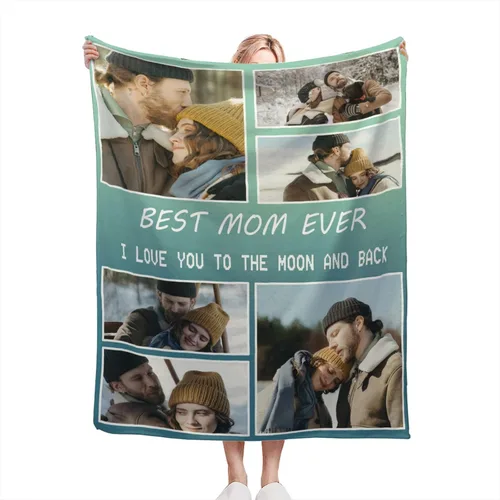 Vista 31 de Manta personalizada con texto fotográfico, manta de imagen personalizada para bebé, madre, padre, adultos, amigos, amantes, regalo personalizado