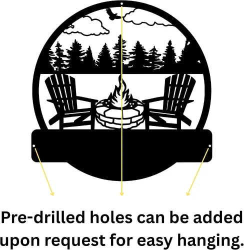 Vista 9 de Customizable Metal Sign for Your Perfect Mountain Getaway - Featuring Fire Pit and Scenic View, Personalized Family Badge with Fire Pit - Create