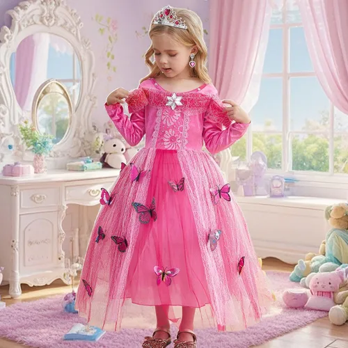 Vista 3 de Disfraz de princesa para niñas, disfraz de fiesta de Halloween de manga larga