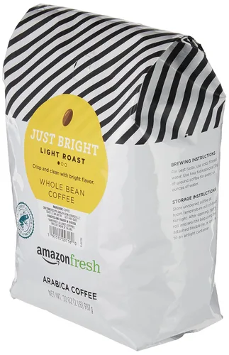 Vista 2 de Amazon Fresh, Just Bright - Café en grano entero tostado ligero, 32 onzas