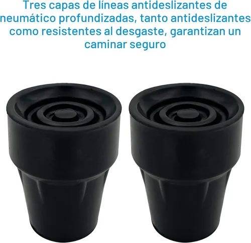 Vista 4 de Puntas de bastón de repuesto, 3/4 pulgada, negro.