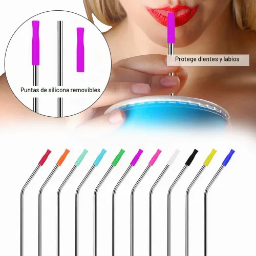Vista 5 de Accmor - 44 puntas de popote reutilizables, punta de popote de silicona, puntas de popote multicolor de grado alimenticio, solo se ajustan a popotes
