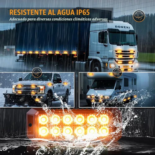 Vista 5 de 2PCS 12 LED ámbar luces estroboscópicas camiones luces intermitentes de emergencia