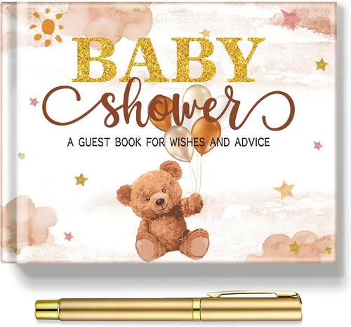 Vista 26 de Fuyoooo 27 piezas de libro de invitados para baby shower de safari en la jungla con tarjeta de lugar floral y sello de inicio de sesión para baby