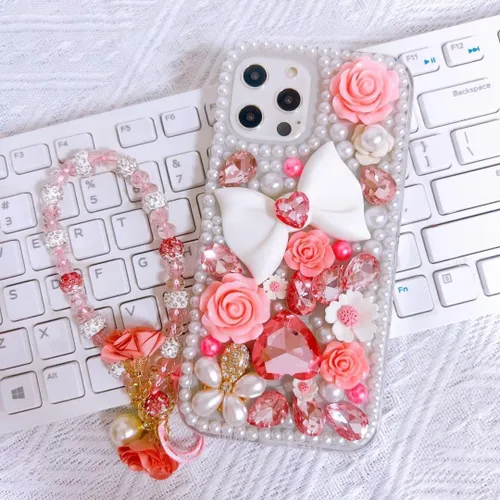 Vista 2 de Funda protectora para Samsung Galaxy Note 8 con diamantes de imitación de lujo, con diamantes de imitación de lujo, diseño de flores, perlas, 3D