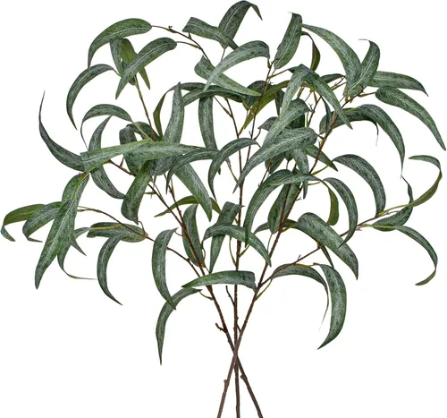 Vista 12 de Tallos de eucalipto sintético, hojas de eucalipto de sauce de 34 pulgadas de largo, tallos de vegetación artificial para arreglos de ramo de Gs Verde